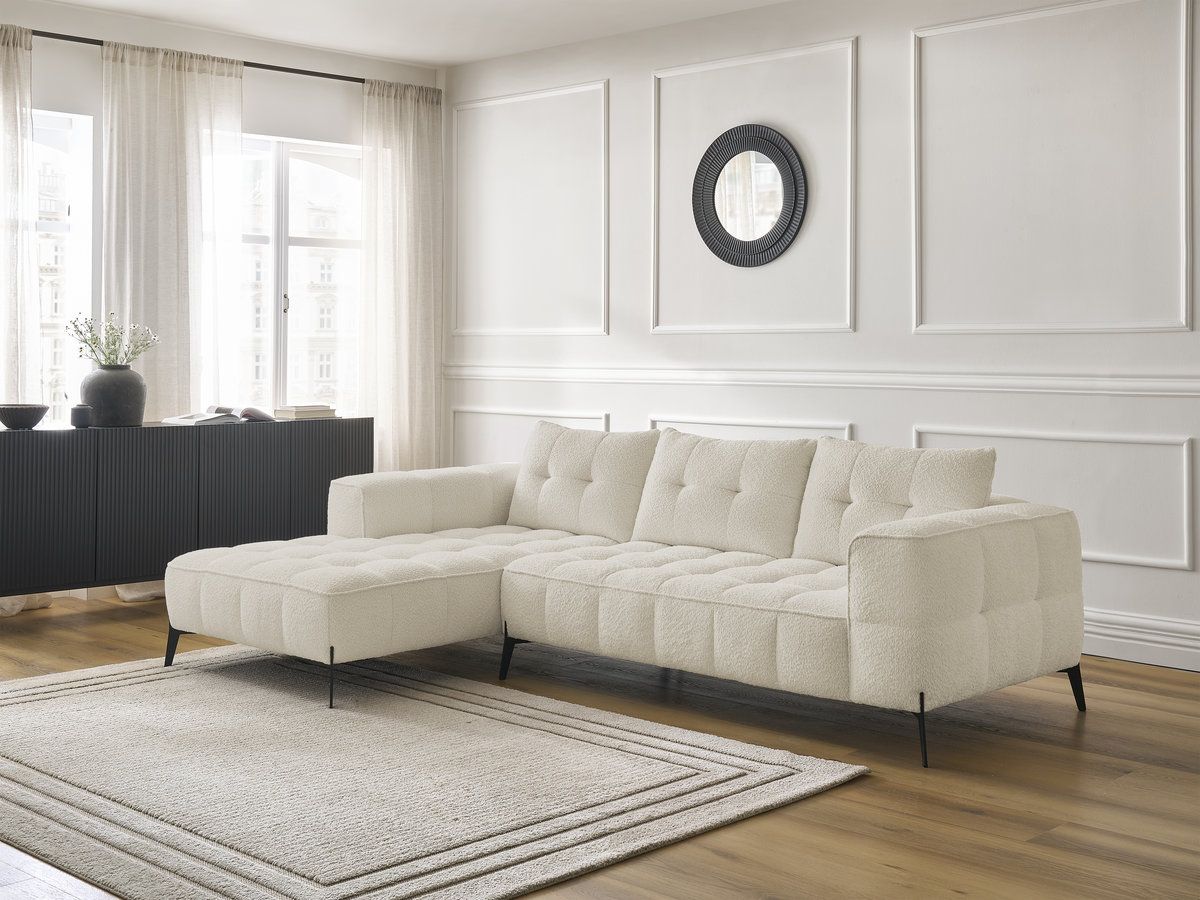 Bobochic Anis Ecksofa Bouclé-Stoff Beige Ecke links