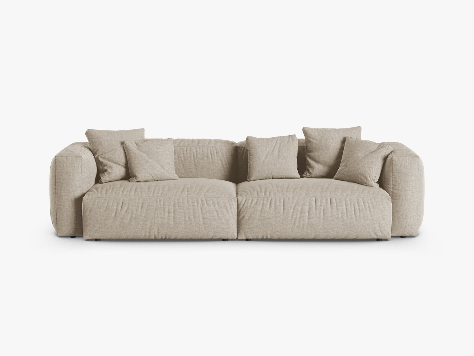 Micadoni Sofa Martina 4-Sitzer 90cm Sitztiefe Strukturierter Stoff Boston Helles Beige