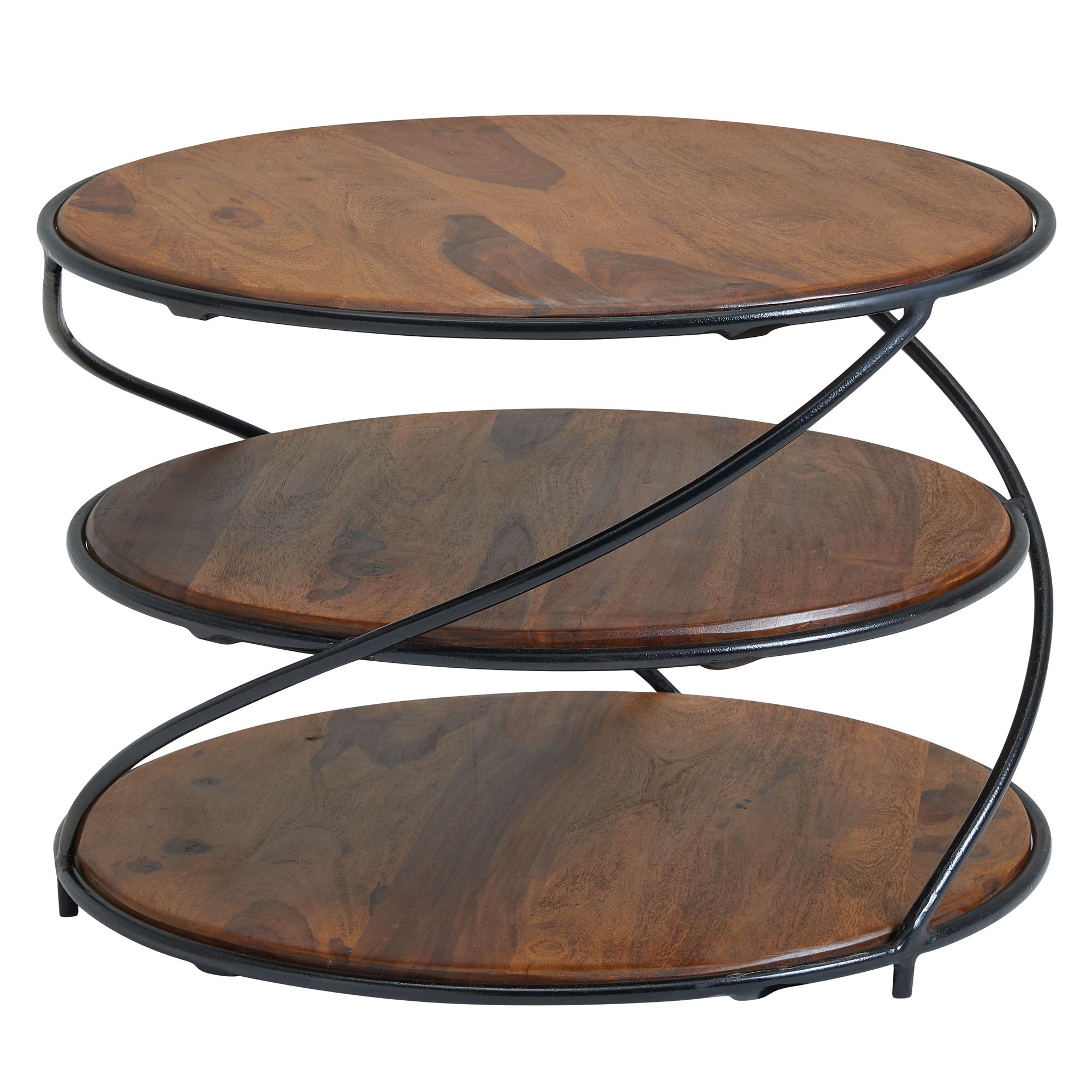 Couchtisch Reykjahlid Massivholz Dunkelbraun Ø 58 cm