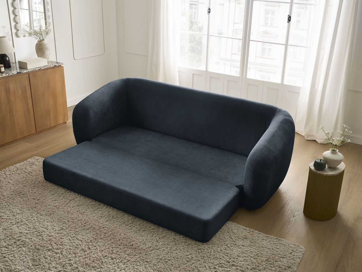 Bobochic Neyo Schlafsofa 3-Sitzer Stoff Dunkelblau
