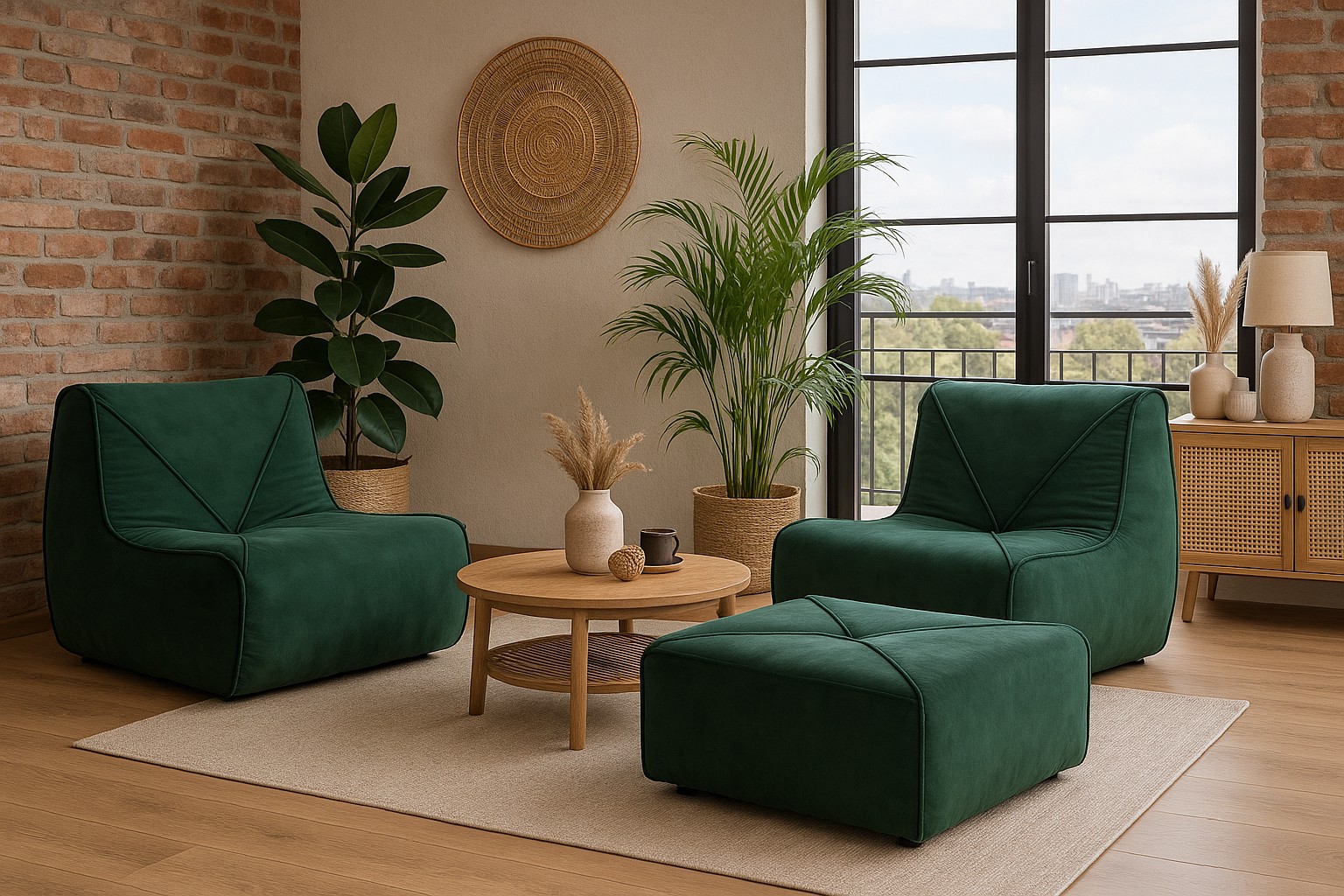 Livin Hill Sessel mit Fußhocker Nua Flaschengrün