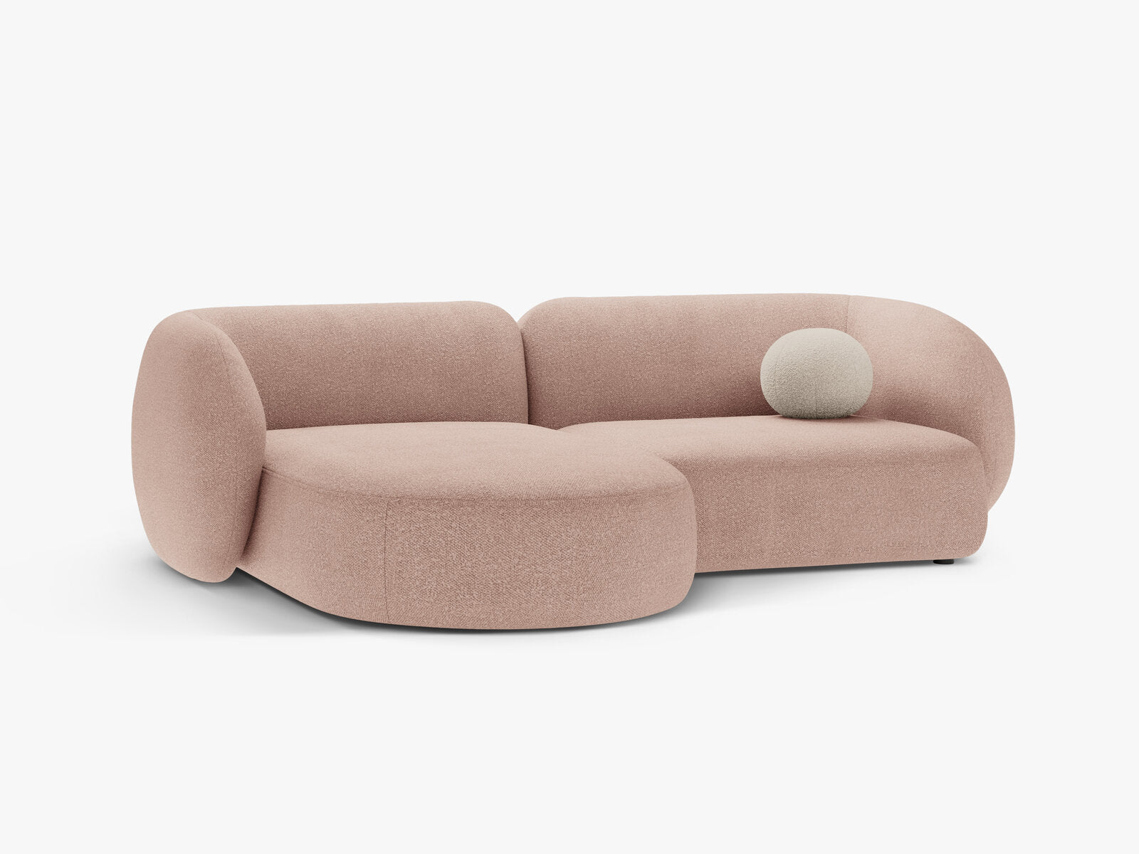Micadoni Ecksofa Kate 2-Sitzer Links Boucle Puderrosa