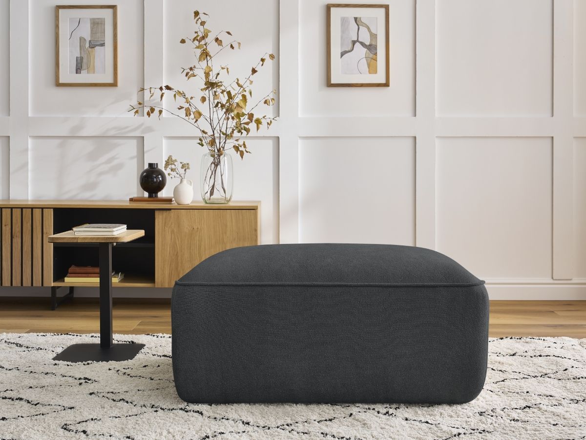 Bobochic Zephyr Pouf Strukturstoff Dunkelgrau