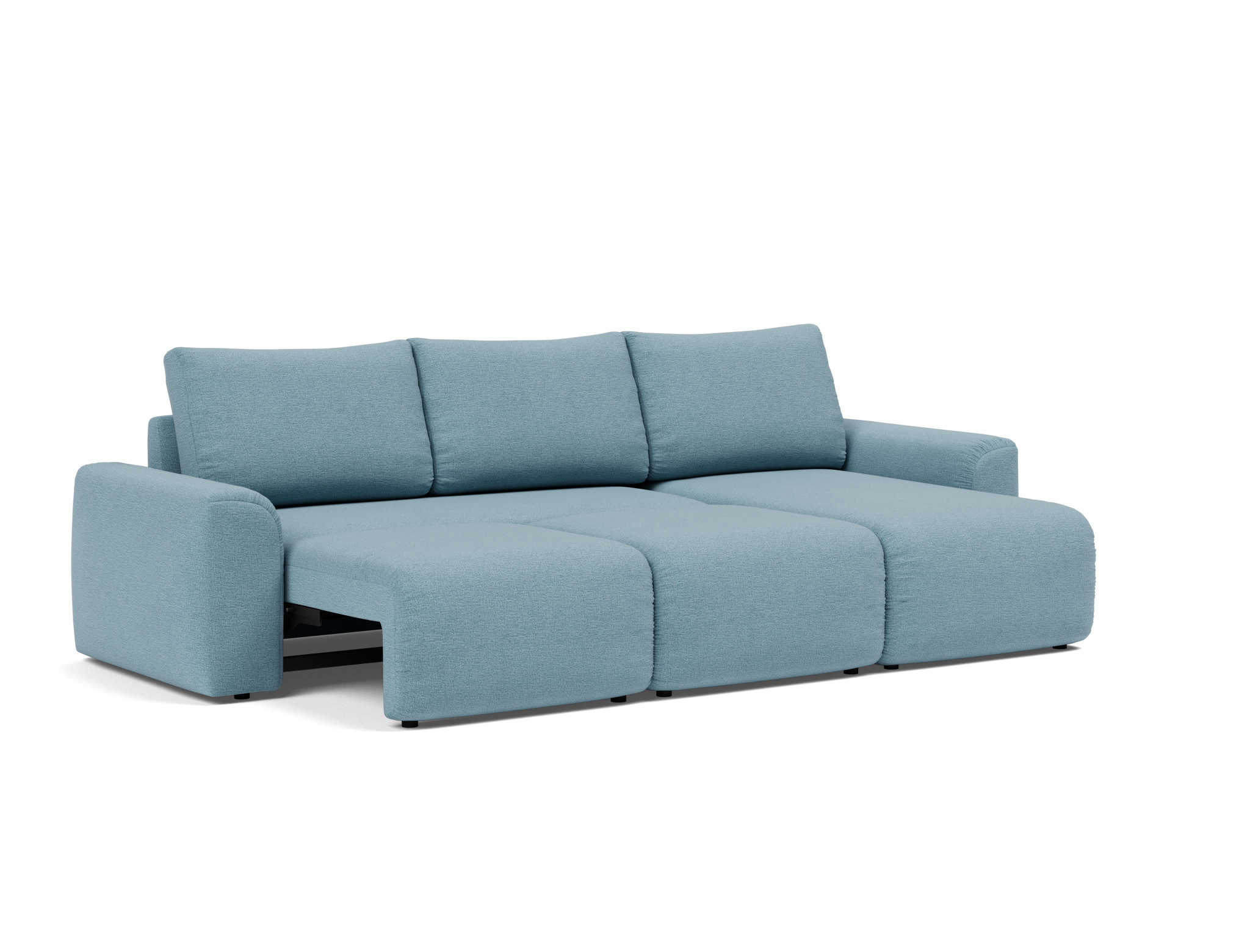 Schlafsofa Norum mit Chaiselongue und Chunky-Armlehnen Flachgewebe Mixed Dance 525-Light-Blue