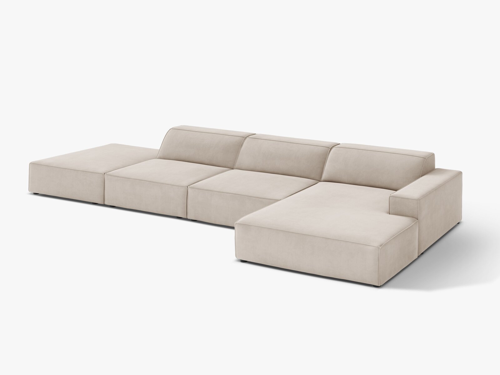 Micadoni Ecksofa Jodie 5-Sitzer Rechts Samt Bluvel Dunkelbeige