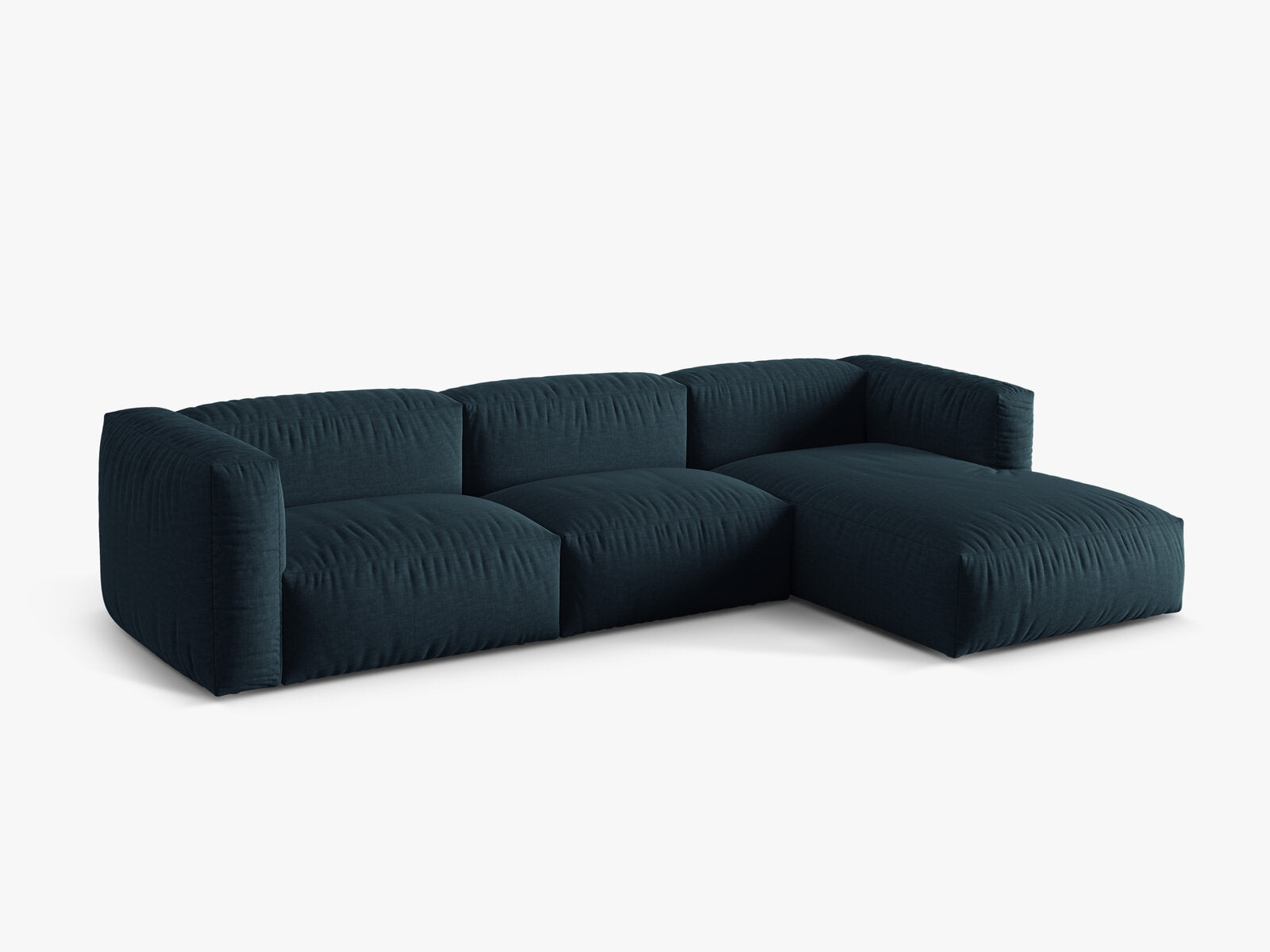 Micadoni Ecksofa Martina 3-Sitzer Rechts Strukturierter Stoff Boston Jeansblau