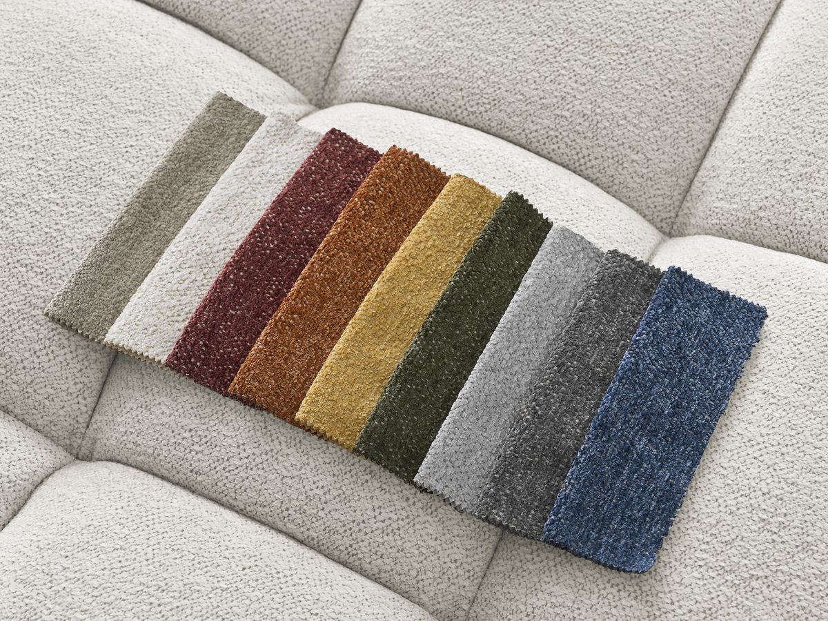 Bobochic Everest Ecksofa mit Schlaffunktion und Bettkasten 318 × 180 cm, 3 Kissen Melange-Stoff Weiß Ecke links