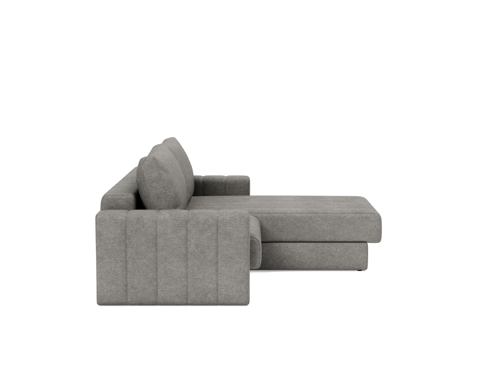 Schlafsofa Akello mit Chaiselongue und Armlehnen Flachgewebe Avella 282-Warm-Grey