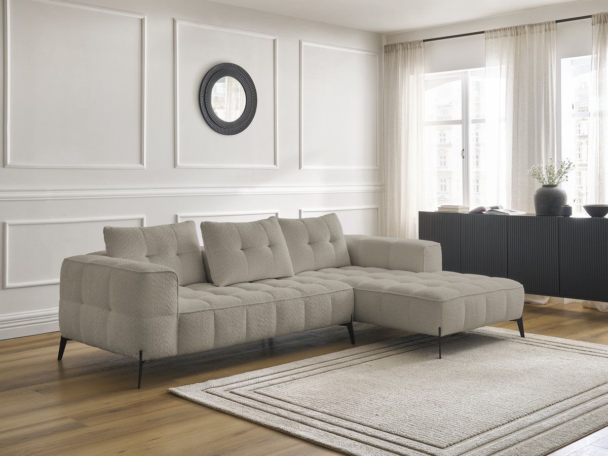 Bobochic Anis Ecksofa Bouclé-Stoff Taupe Ecke rechts