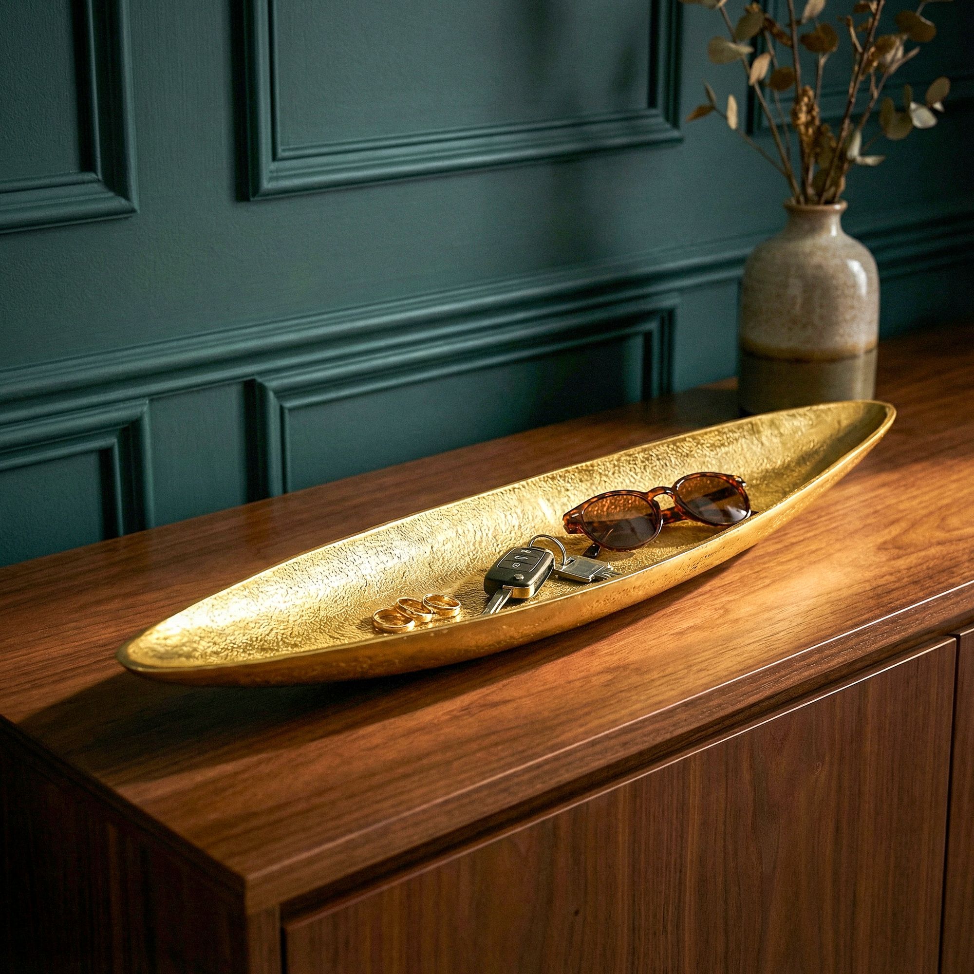 Dekoschale Skjolden Aluminium Gold 80 × 13 × 7 cm