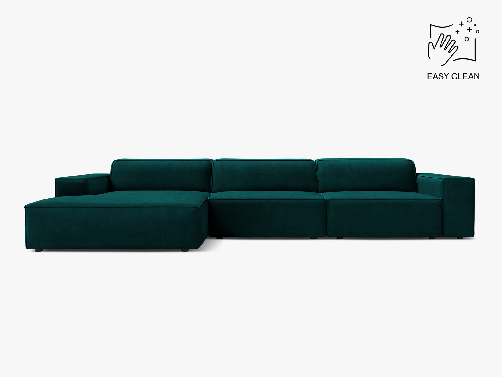 Micadoni Ecksofa Jodie 4-Sitzer Samt Venus Dunkel Petrol Links