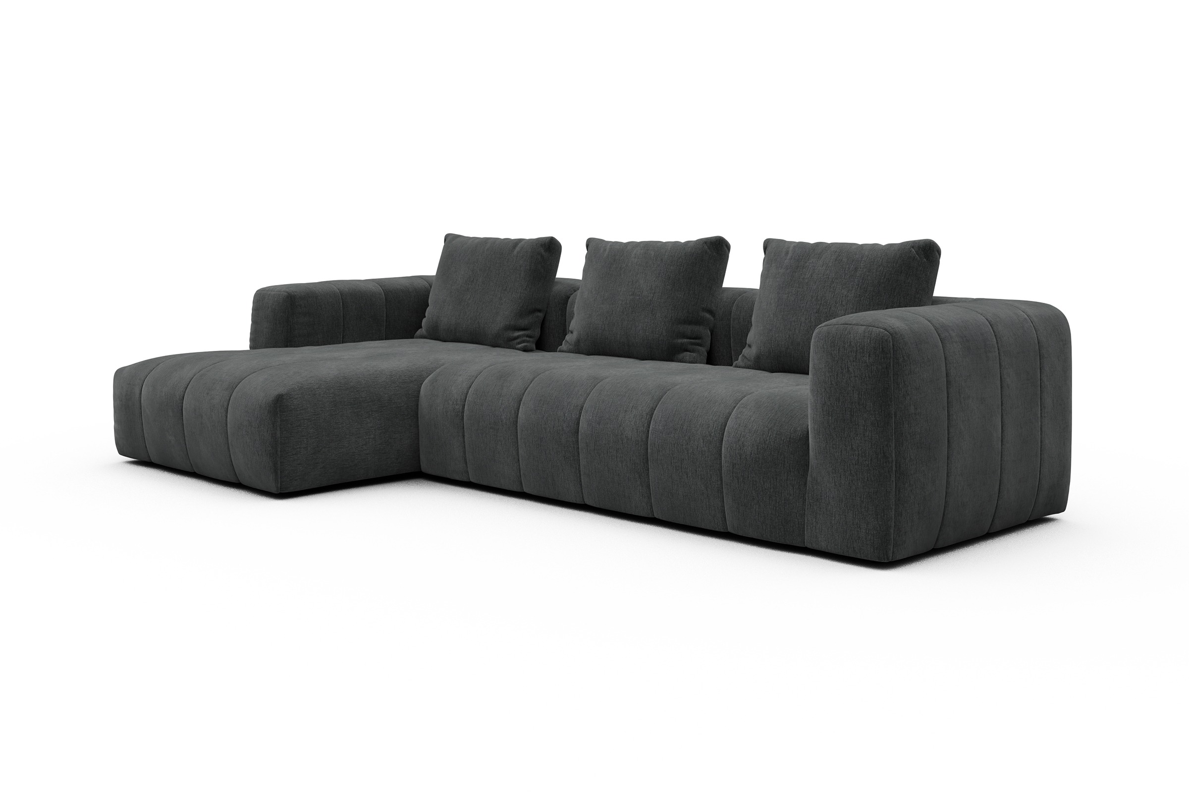 Ecksofa Hugo 2,5-Sitzer Armlehne rechts mit Chaiselongue Smooth-Deep-Warm-Grey