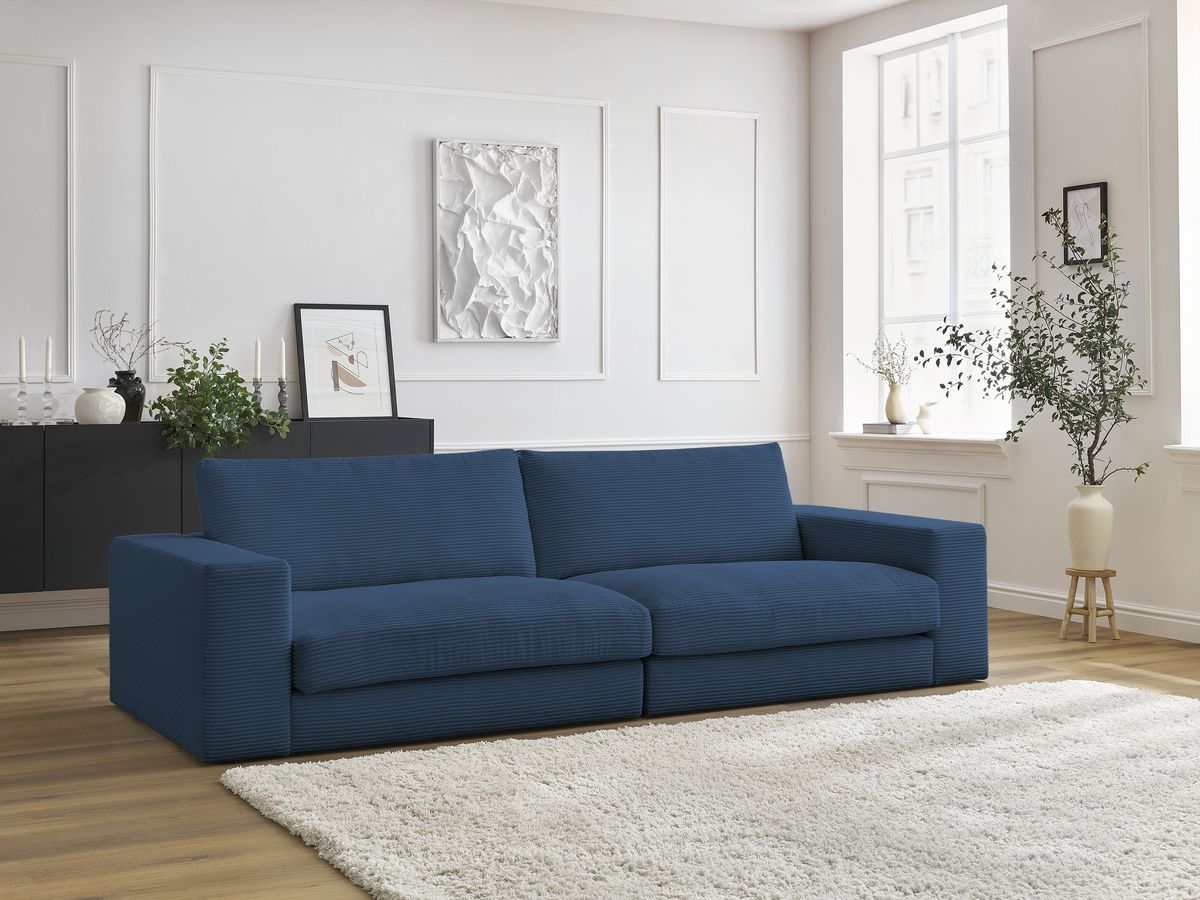Bobochic Leonard Sofa 3-Sitzer 234 × 109 cm Cordsamt Dunkelblau