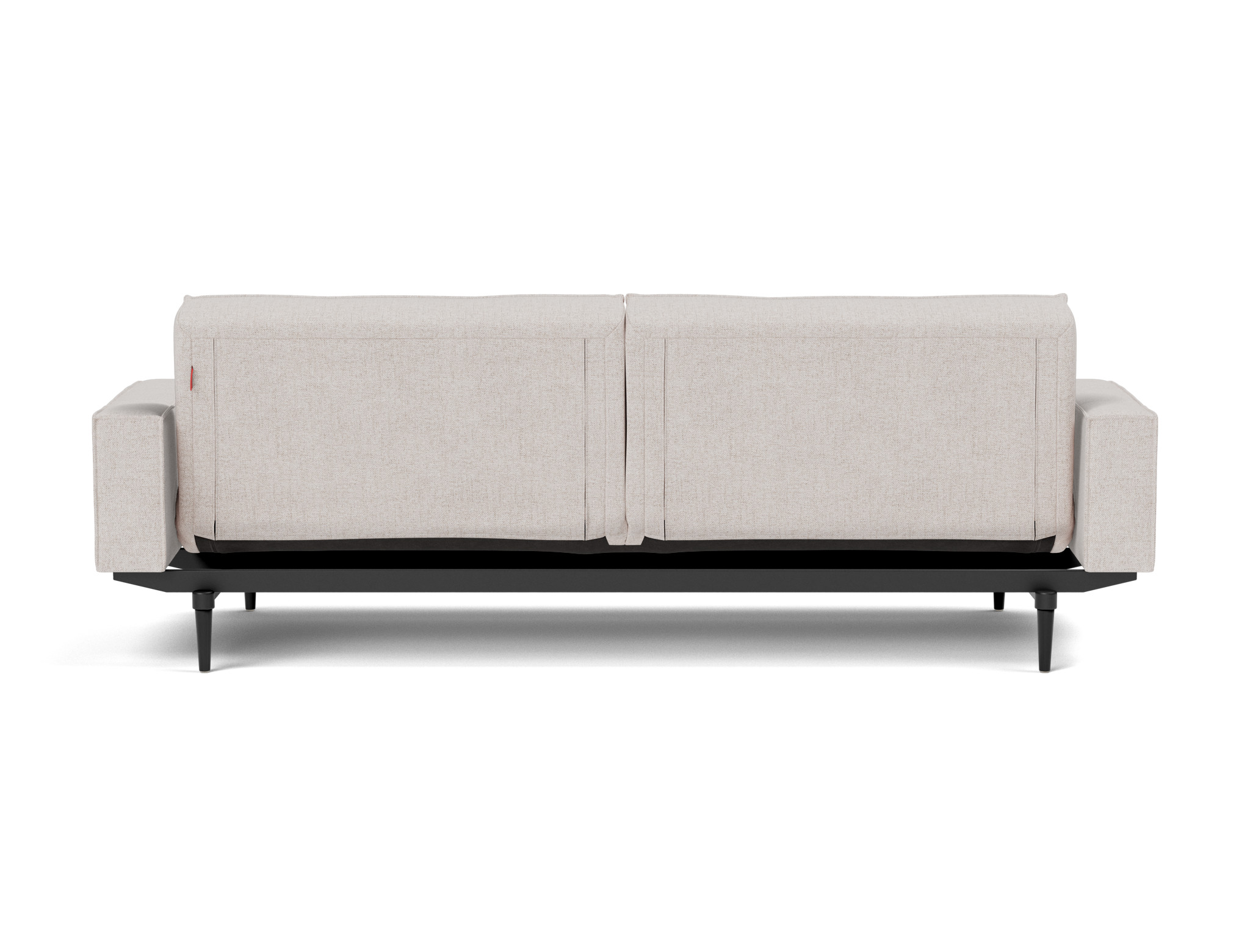 Schlafsofa Splitback mit Armlehnen Strukturierter Stoff Weda 300-Weda-Sand Beine Styletto Eiche schwarz