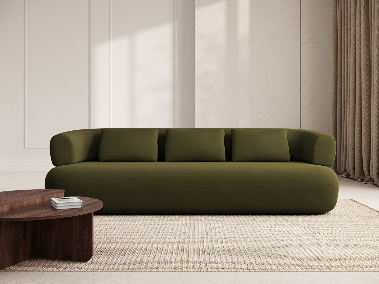 Micadoni Sofa Jenny 3-Sitzer Samt Salvador Grün