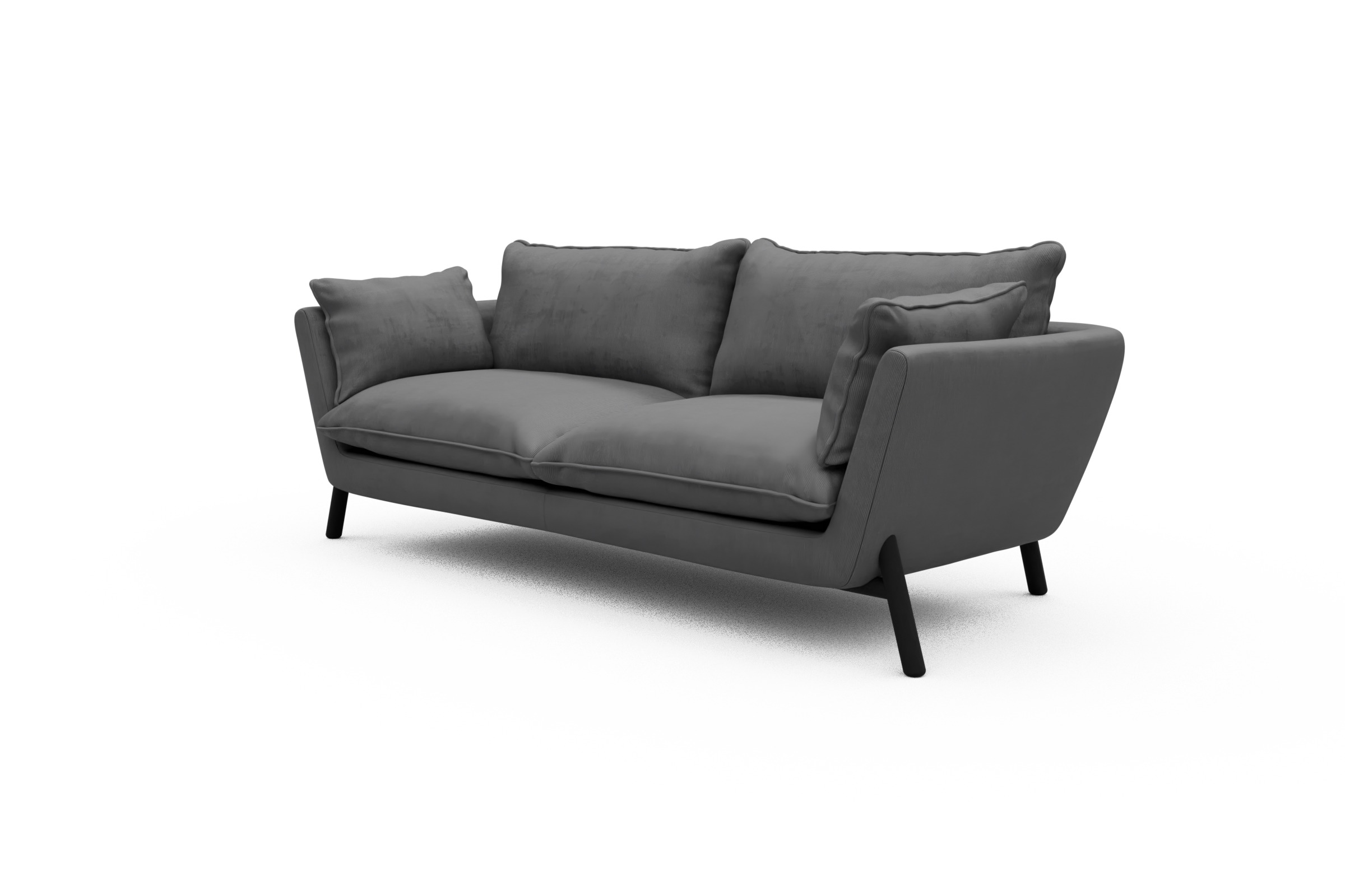 Sofa Emil PREMIUM 3-Sitzer Beinfarbe Eiche Schwarz Cordufine-Grey
