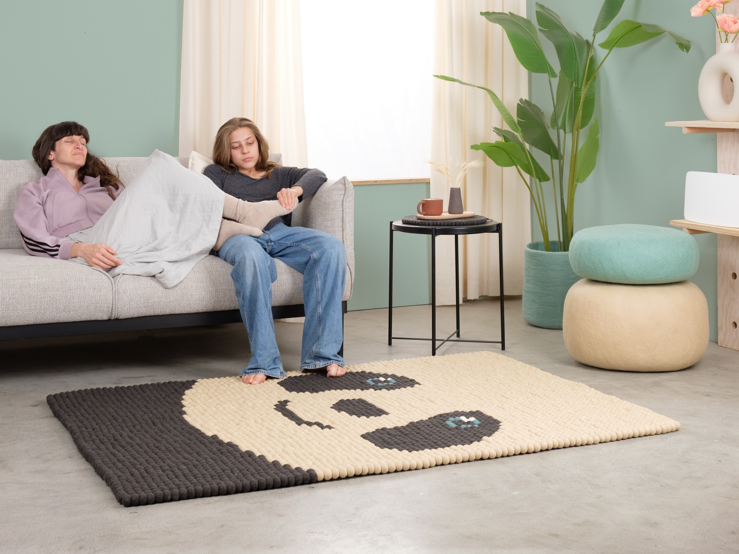 myfelt Bo Filzkugelteppich Creme