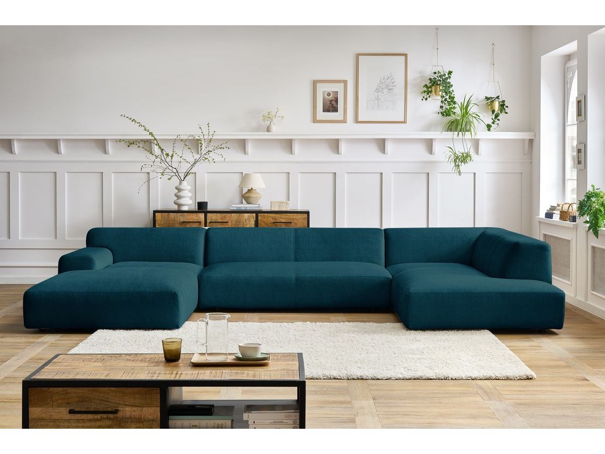 Bobochic Lavena Wohnlandschaft 399 × 220 cm Samt Dunkelblau Ecke links