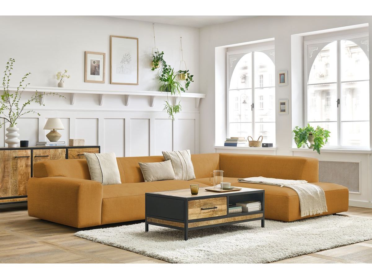 Bobochic Lavena Ecksofa 312 × 220 cm Samt Gelb Ecke links