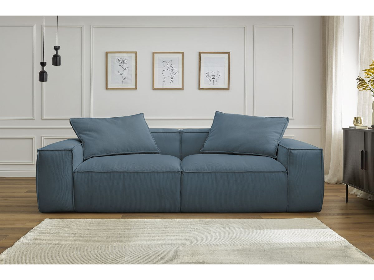 Bobochic Boheme Sofa 3-Sitzer Cordsamt Dunkelblau