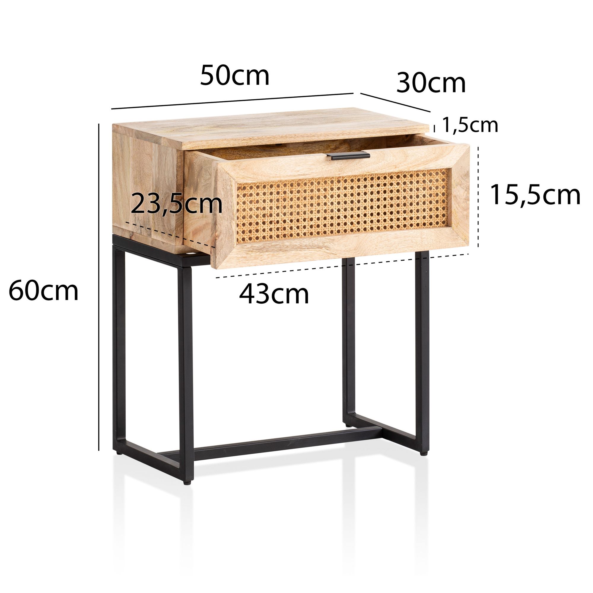 Nachttisch Bygland Mango Massivholz 50 × 30 × 60 cm