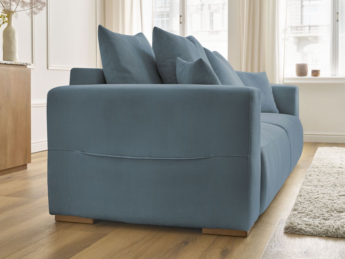 Bobochic Sidonie Schlafsofa 3-Sitzer mit Bettkasten Cordsamt Dunkelblau