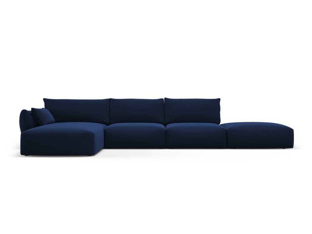 Cosmopolitan Design Ecksofa Matera 5-Sitzer offen Samt Salvador Königsblau Links