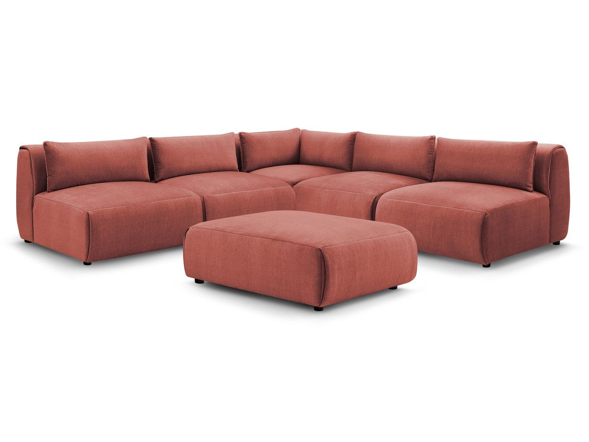 Bobochic Jeanne Ecksofa mit Pouf Samt Orange