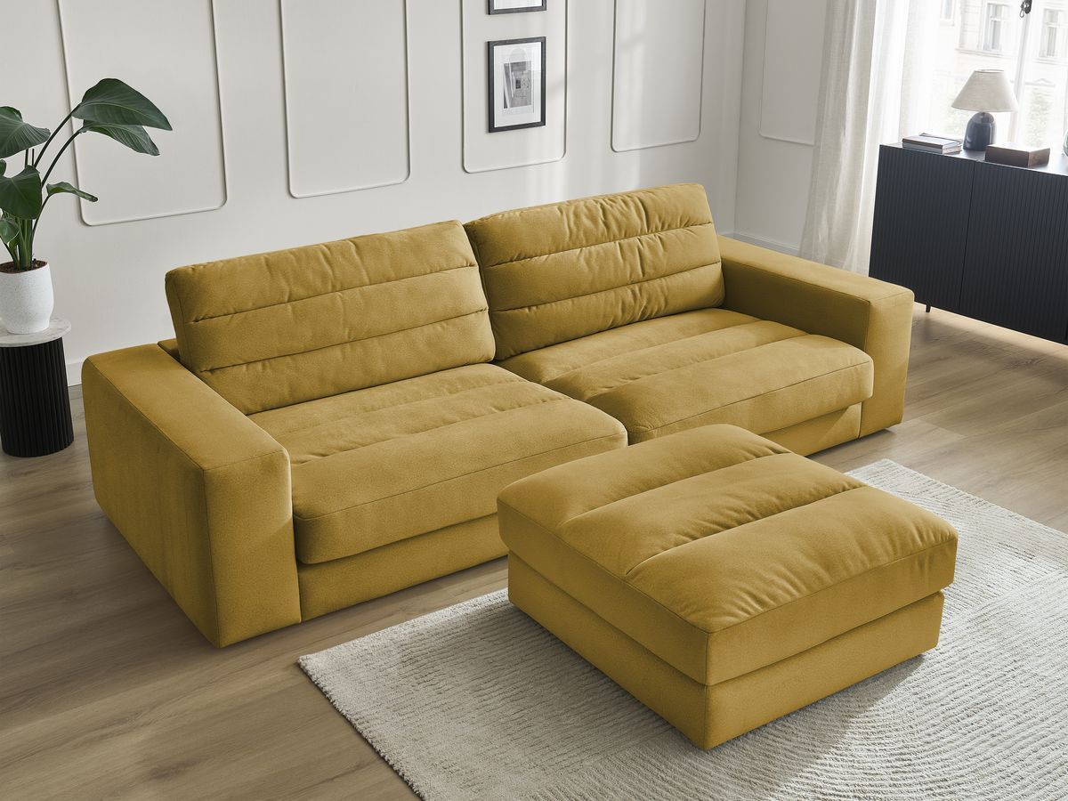 Bobochic Sierra Sofa 4-Sitzer mit Pouf Samt Gelb