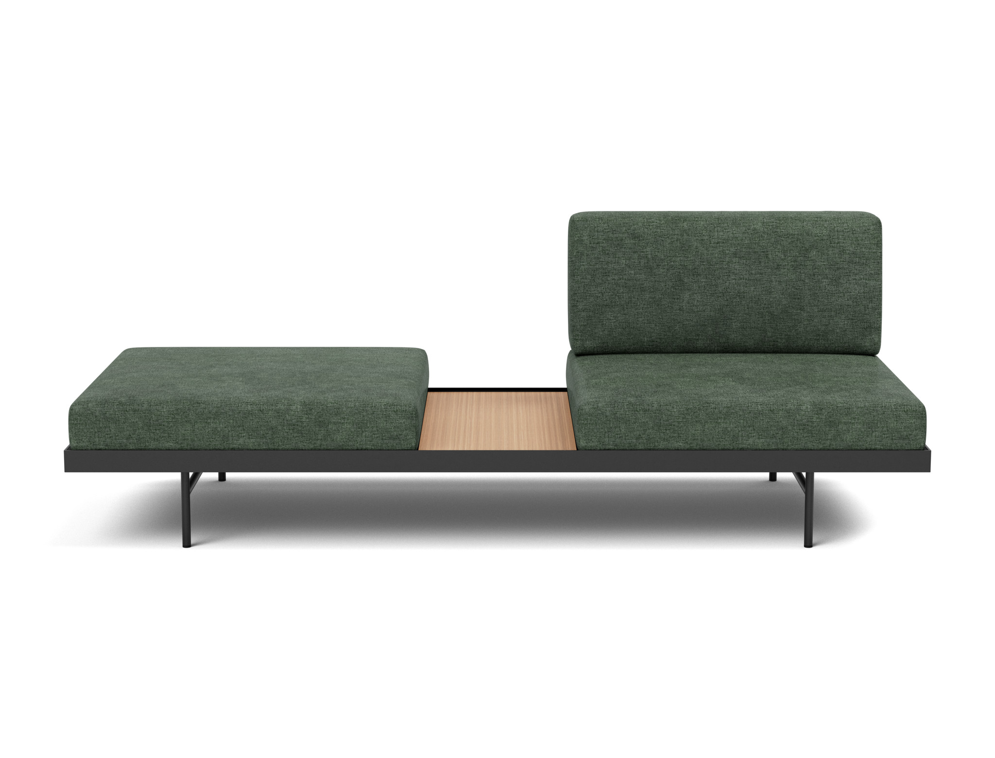 Tagesbett Puri Flachgewebe Avella 281-Pine-Green Beine mit Eichentisch