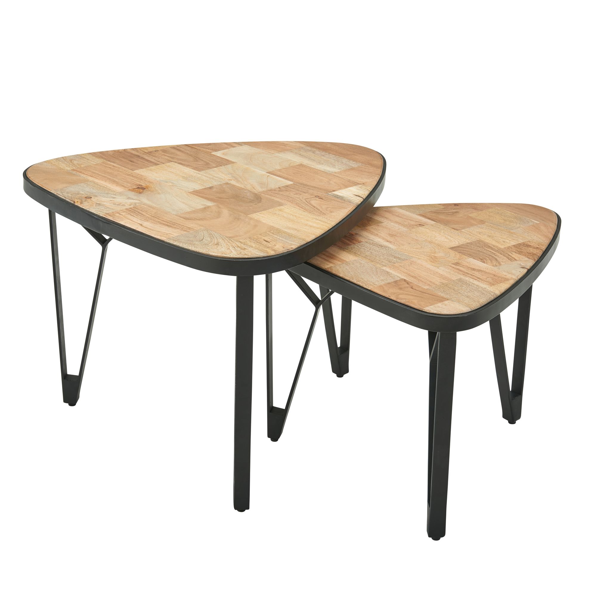 Satztisch 2er-Set Torshavn Akazie Massivholz 60 × 60 × 45 cm