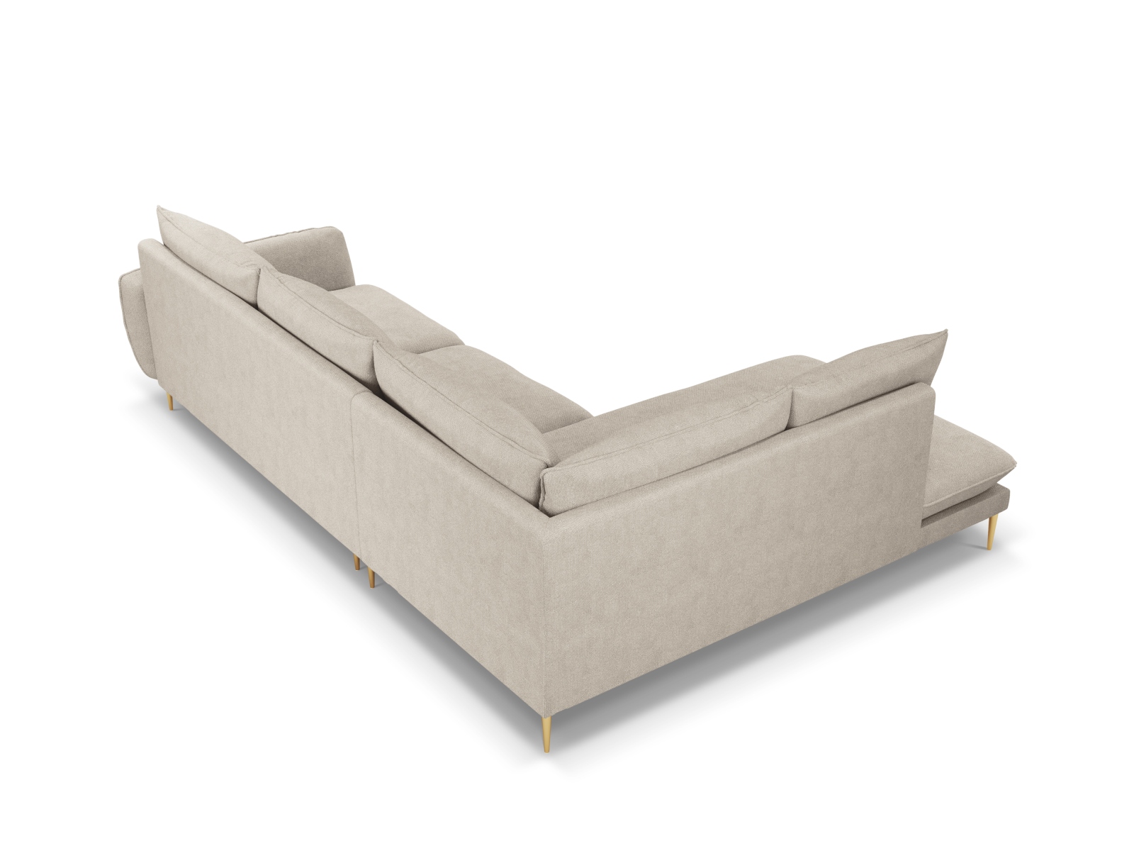 Cosmopolitan Design Ecksofa Vienna 6-Sitzer Strukturierter Stoff Positano Helles Beige Links Beine Gold