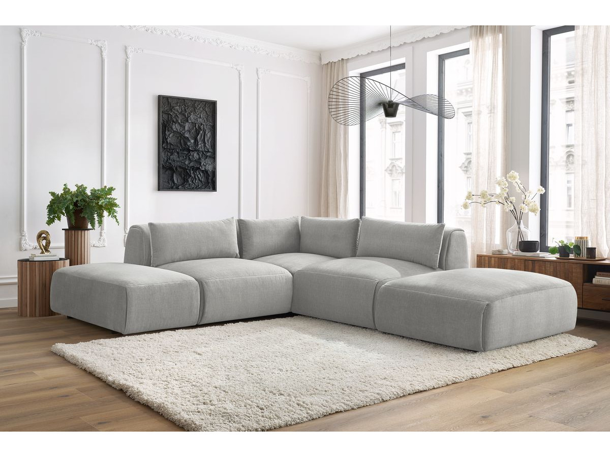 Bobochic Jeanne Ecksofa 271 × 300 cm Samt Hellgrau