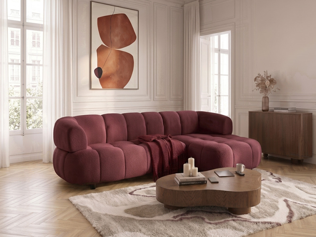 Bobochic Lovely Ecksofa mit Schlaffunktion Stoff Rot Ecke rechts