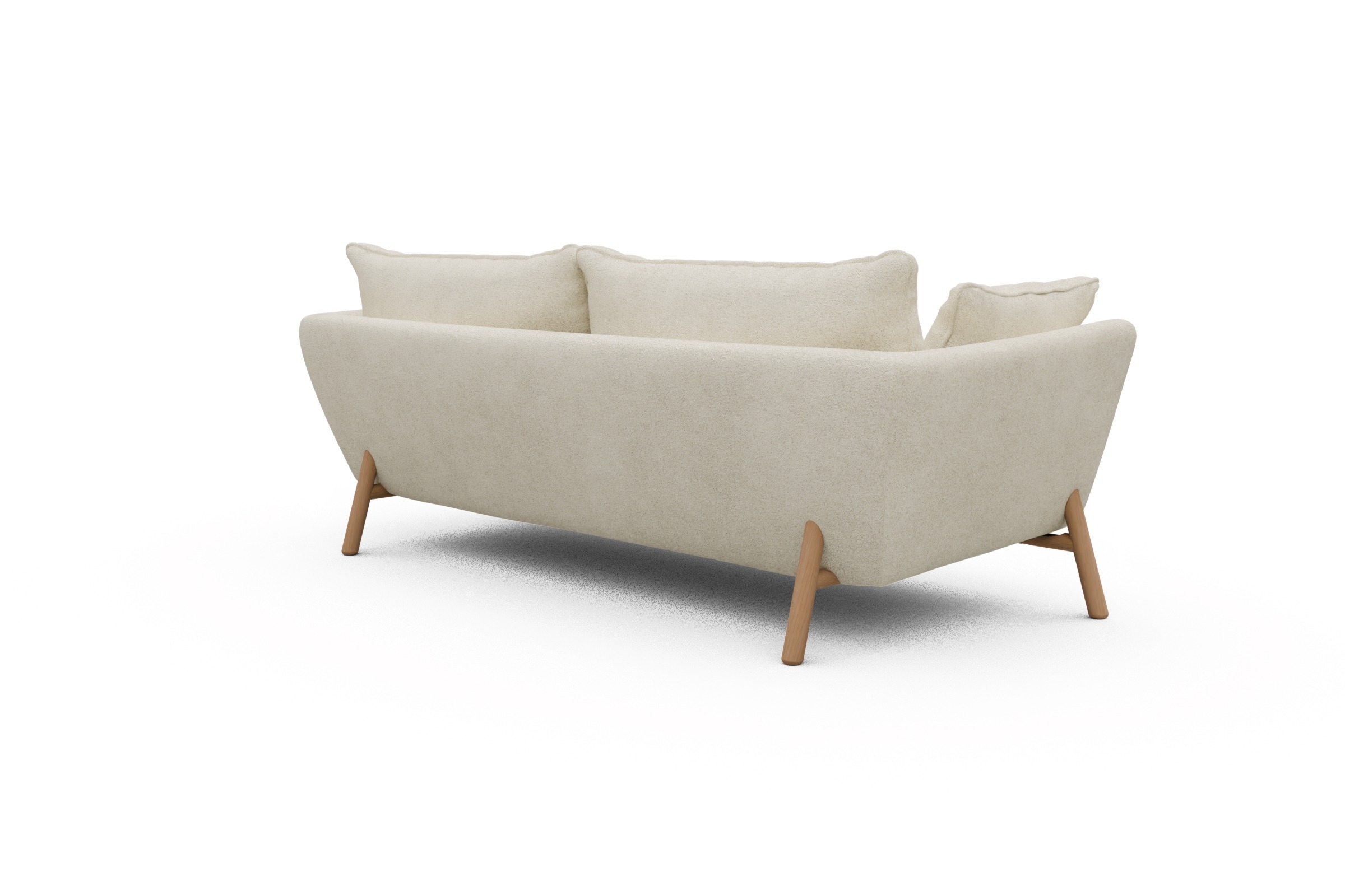 Sofa Emil PREMIUM 3-Sitzer Beinfarbe Eiche Natur Boucle-Off-White