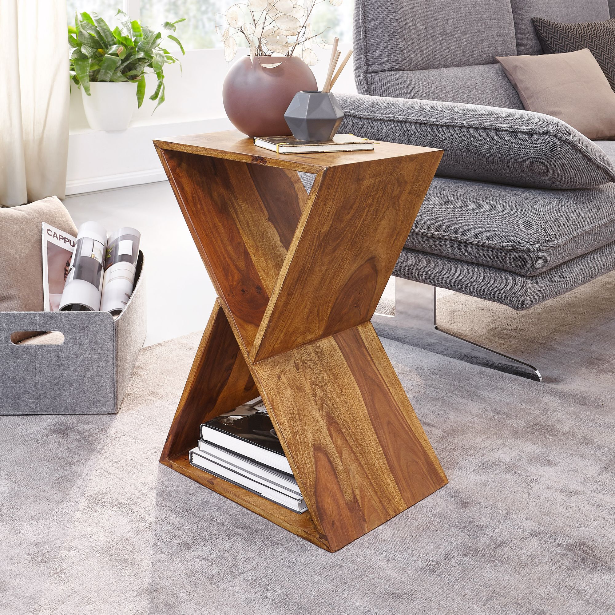 Beistelltisch Fugloy Massivholz Braun 43 × 30 × 60 cm