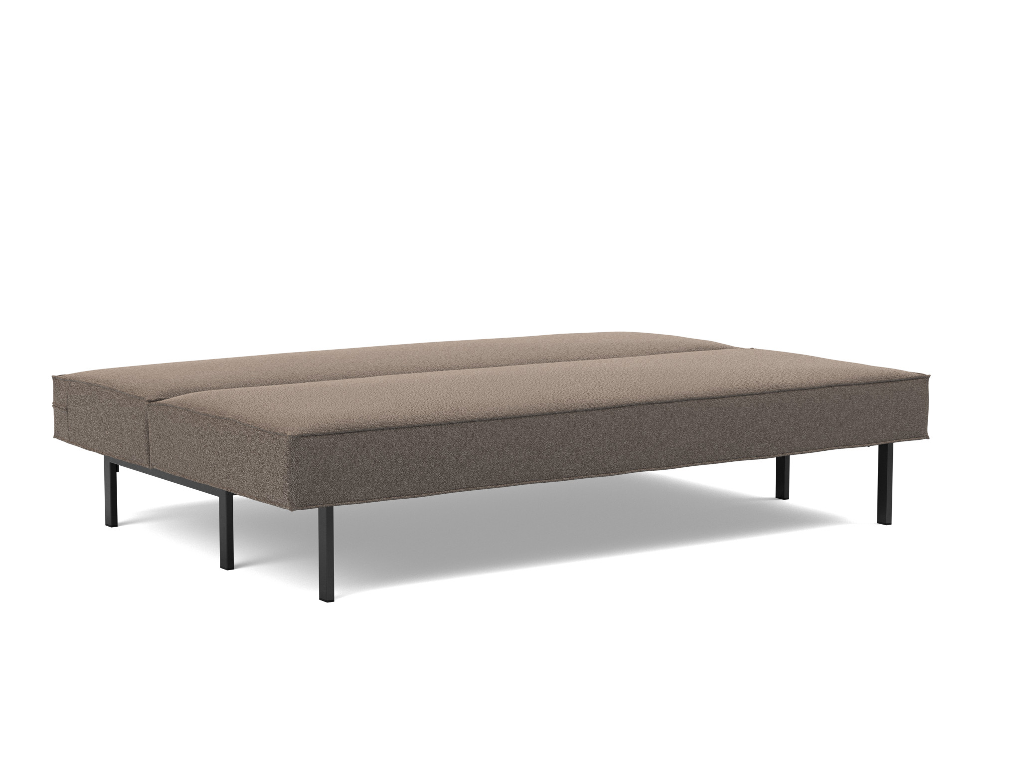 Schlafsofa Sly Boucle Skandi 530-Taupe Beine Schwarzes Metall