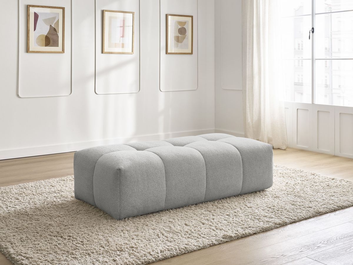 Bobochic Everest Pouf 140 × 70 cm Melange-Stoff Hellgrau