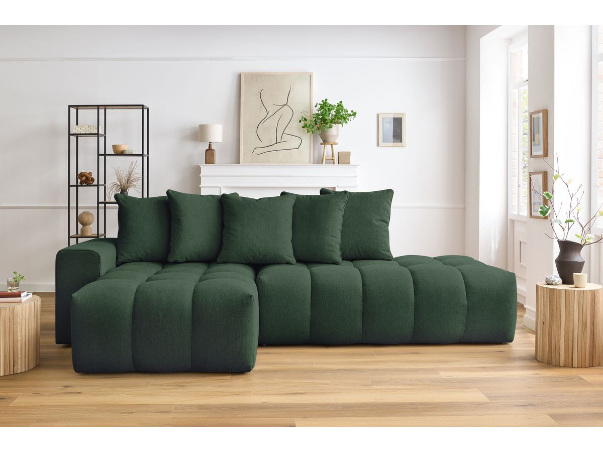 Bobochic Mont-blanc Ecksofa Melange-Stoff Grün Ecke links