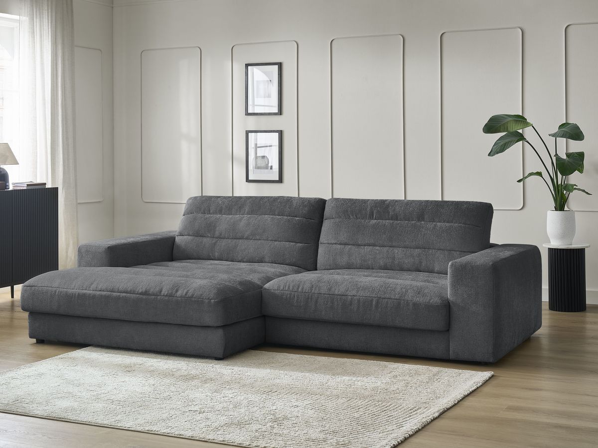 Bobochic Sierra Ecksofa Strukturstoff Dunkelgrau Ecke links