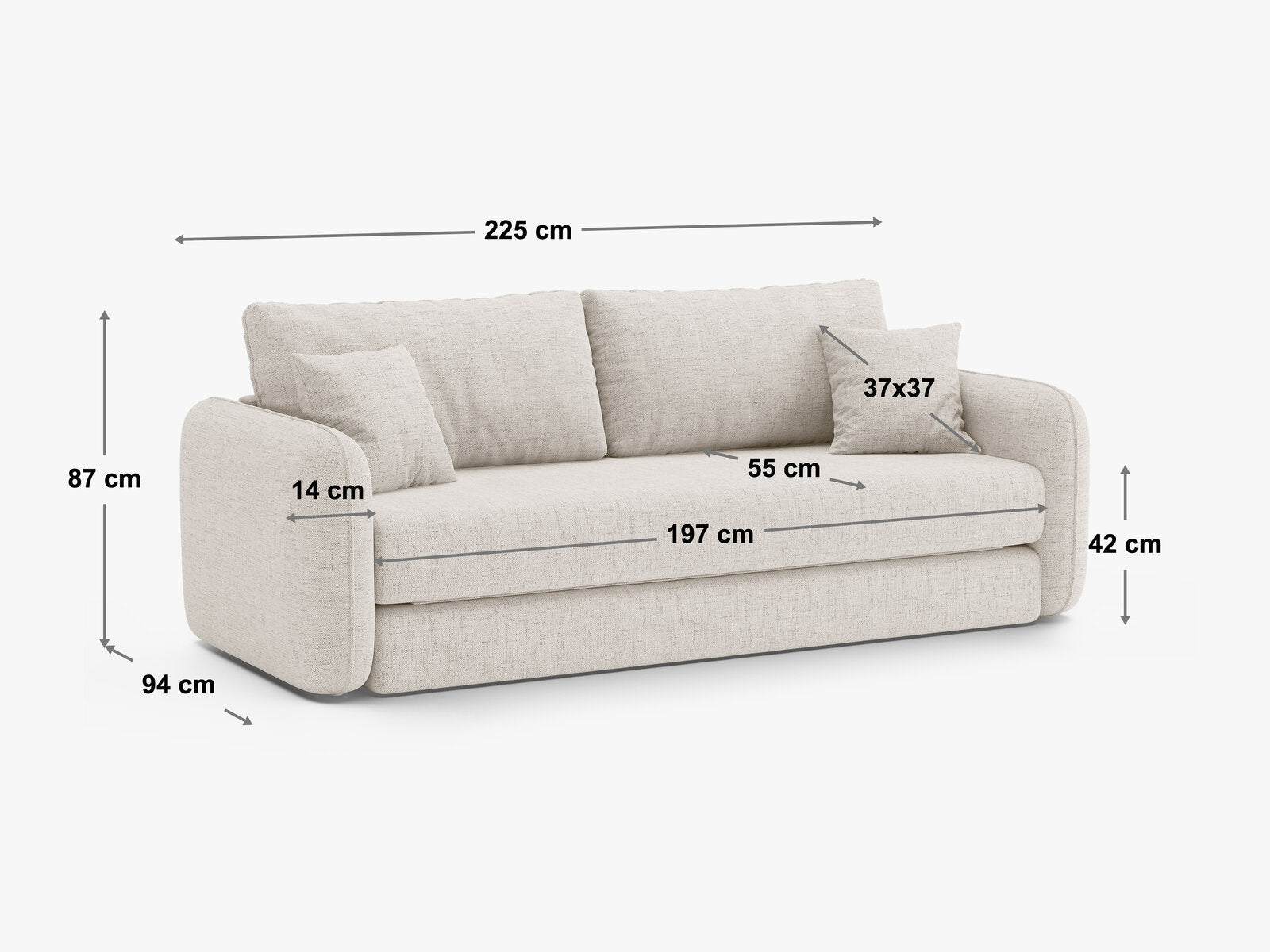 Micadoni Sofa mit Schlaffunktion Dormi 3-Sitzer Samt Salvador Beige