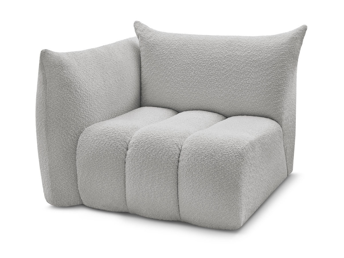 Bobochic Azra Sofamodul 1-Sitzer 117 × 112 cm Bouclé-Stoff Hellgrau Ecke links