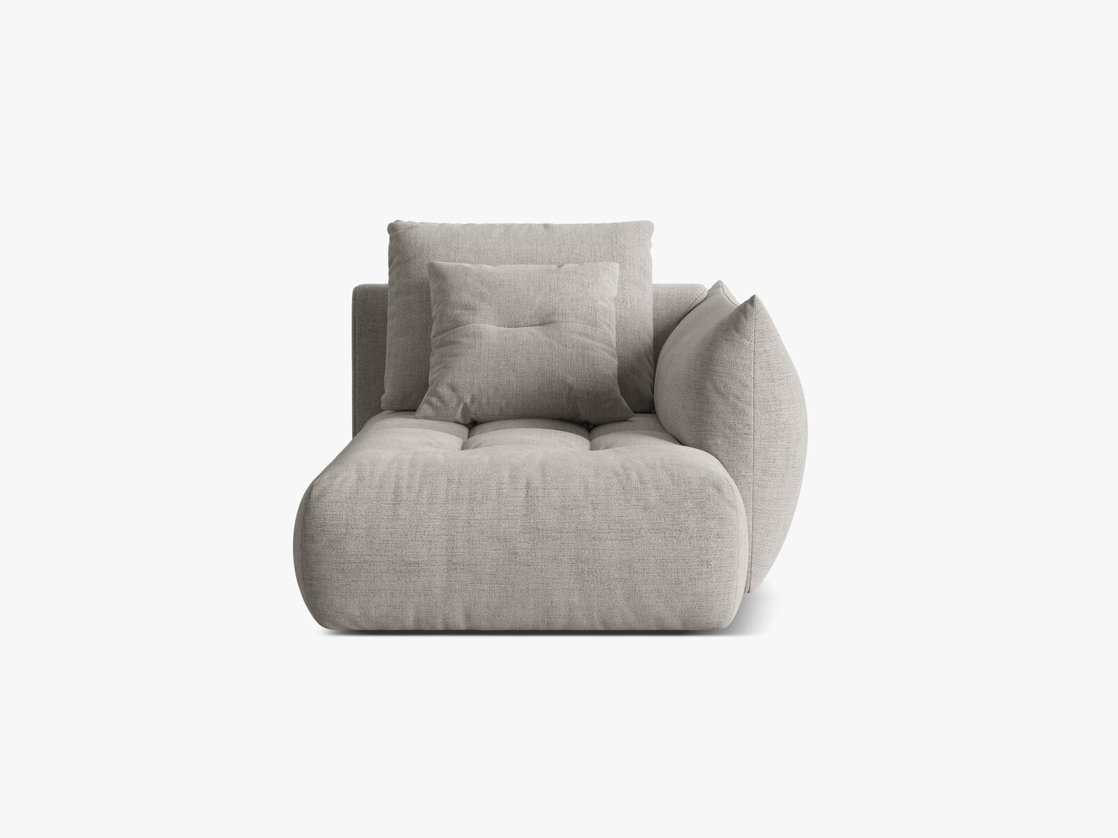 Micadoni Bloom Chaiselongue Rechts Strukturierter Stoff Wind Hellgrau
