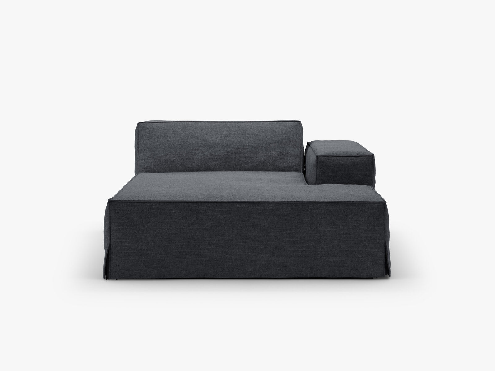 Micadoni Recamiere Jodie 1-Sitzer Rechts Strukturierter Stoff Lins Grau und Blau