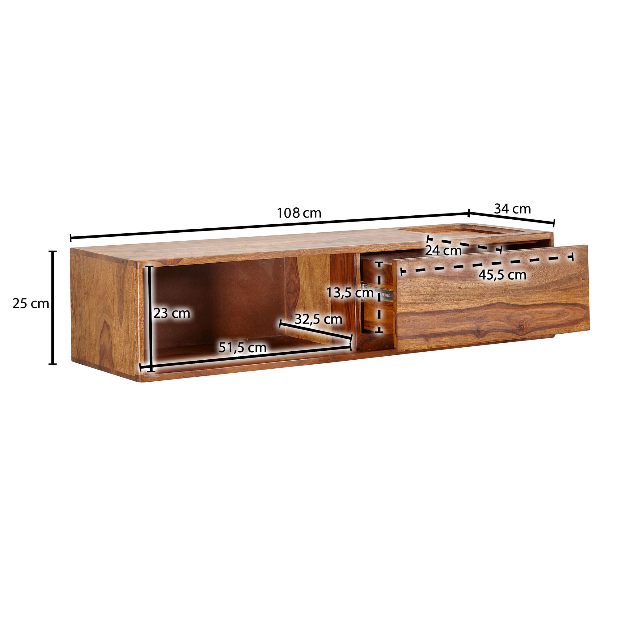TV-Board Laugarvatn Massivholz Braun 108 × 34 × 25 cm