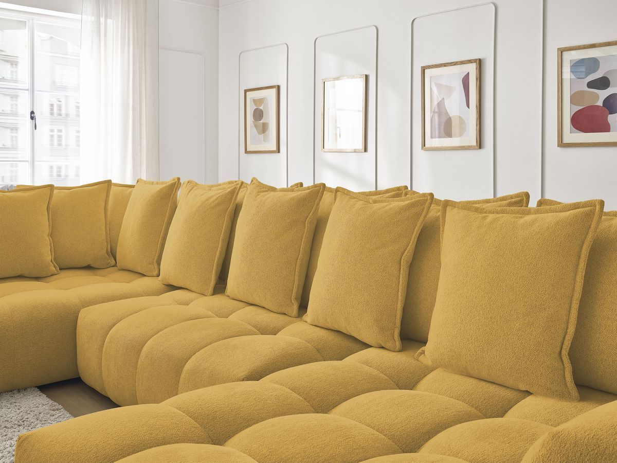 Bobochic Everest Wohnlandschaft, 14 Kissen Melange-Stoff Gelb Ecke rechts