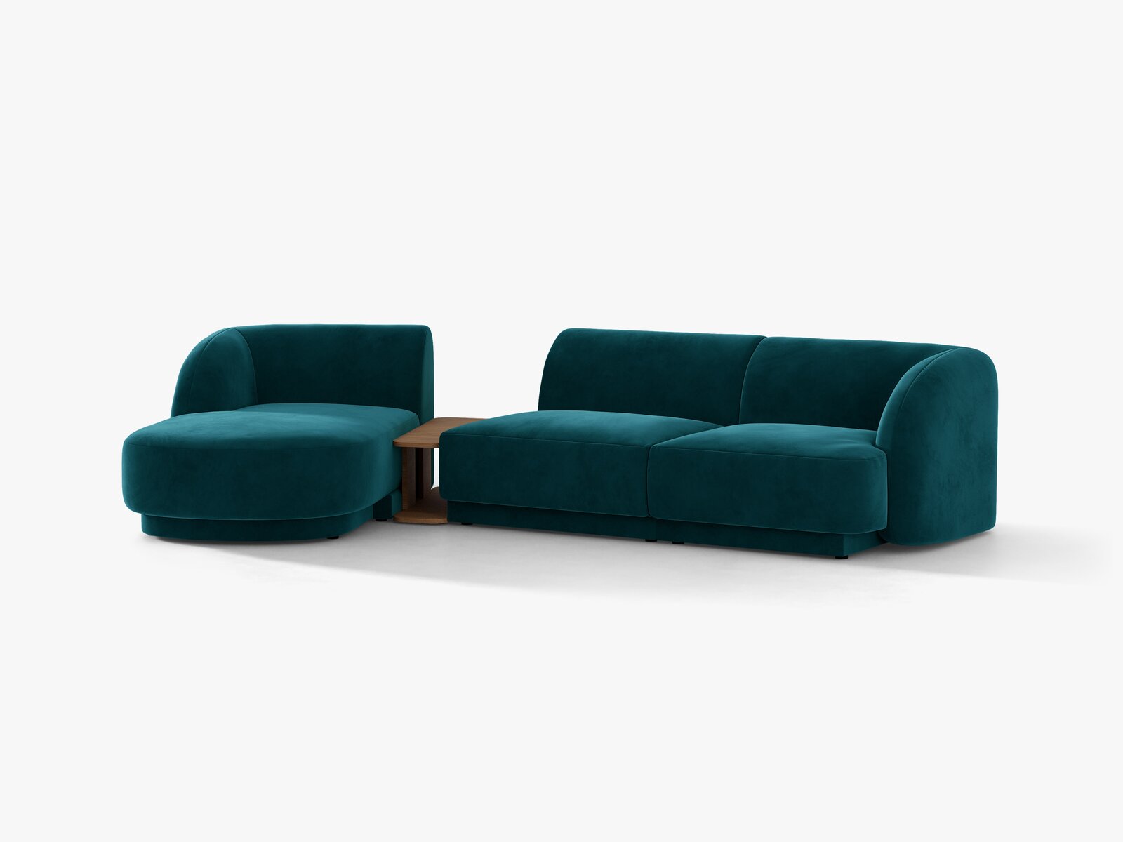 Micadoni Modulares Sofa Miley mit Recamiere 3-Sitzer Links Samt Venus Dunkel Petrol