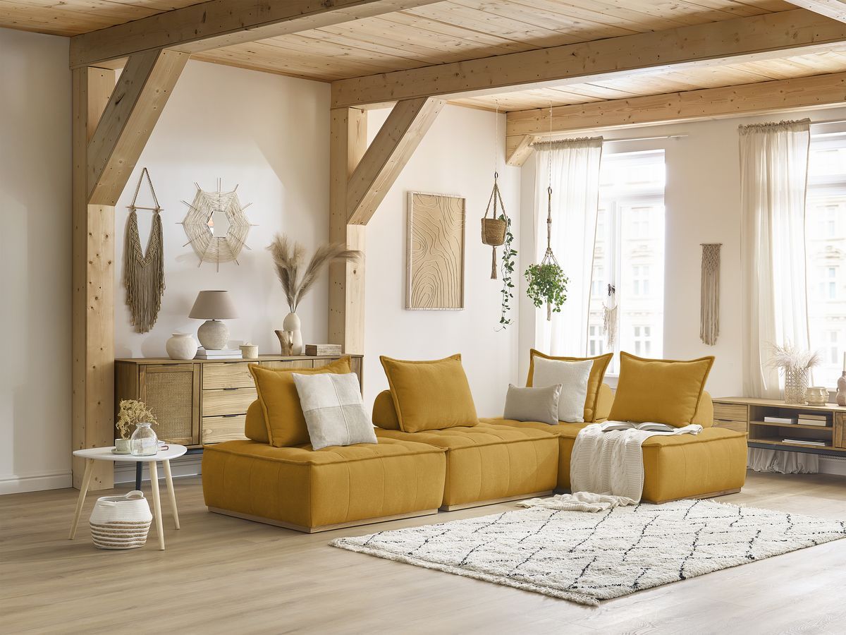 Bobochic Elisa Ecksofa Strukturstoff Gelb
