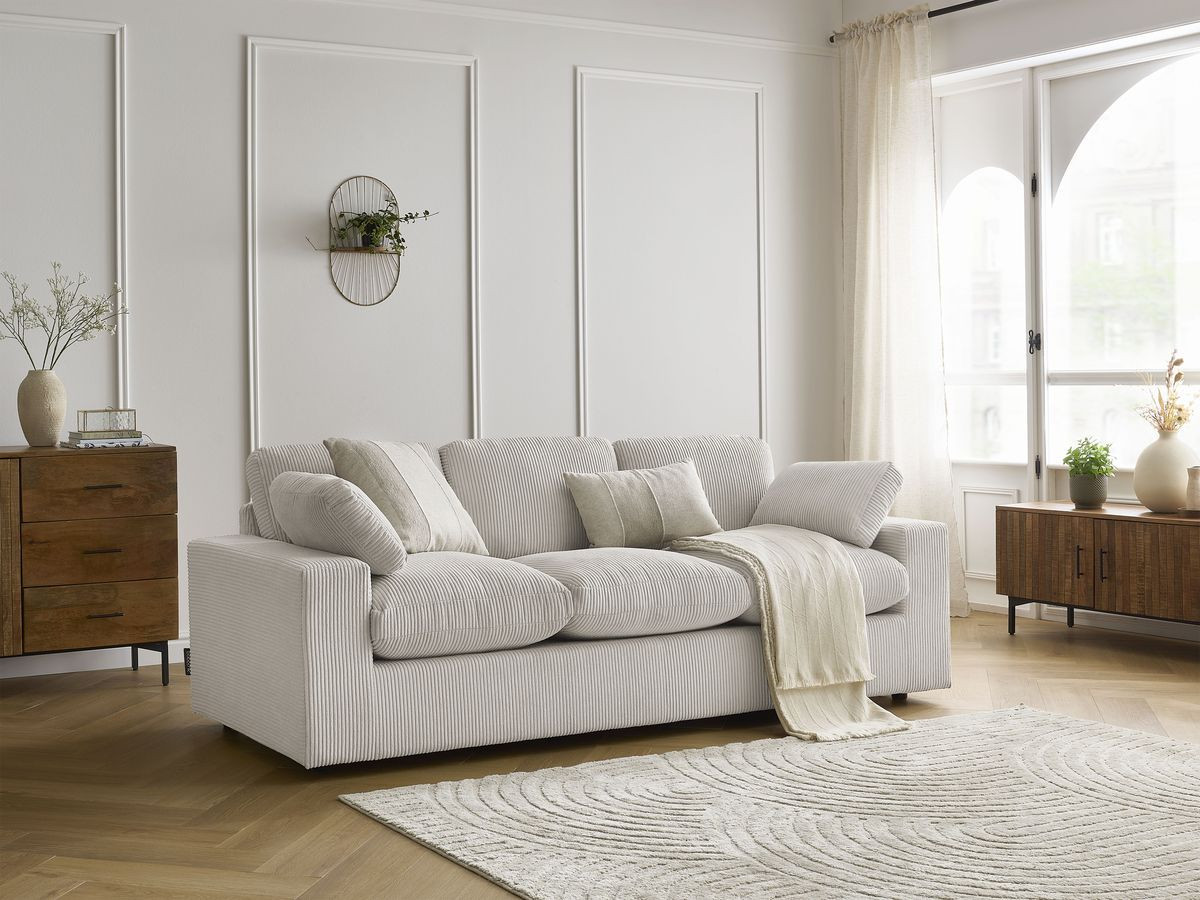 Bobochic Belair Sofa 3-Sitzer 220 × 93 cm Cordsamt Beige