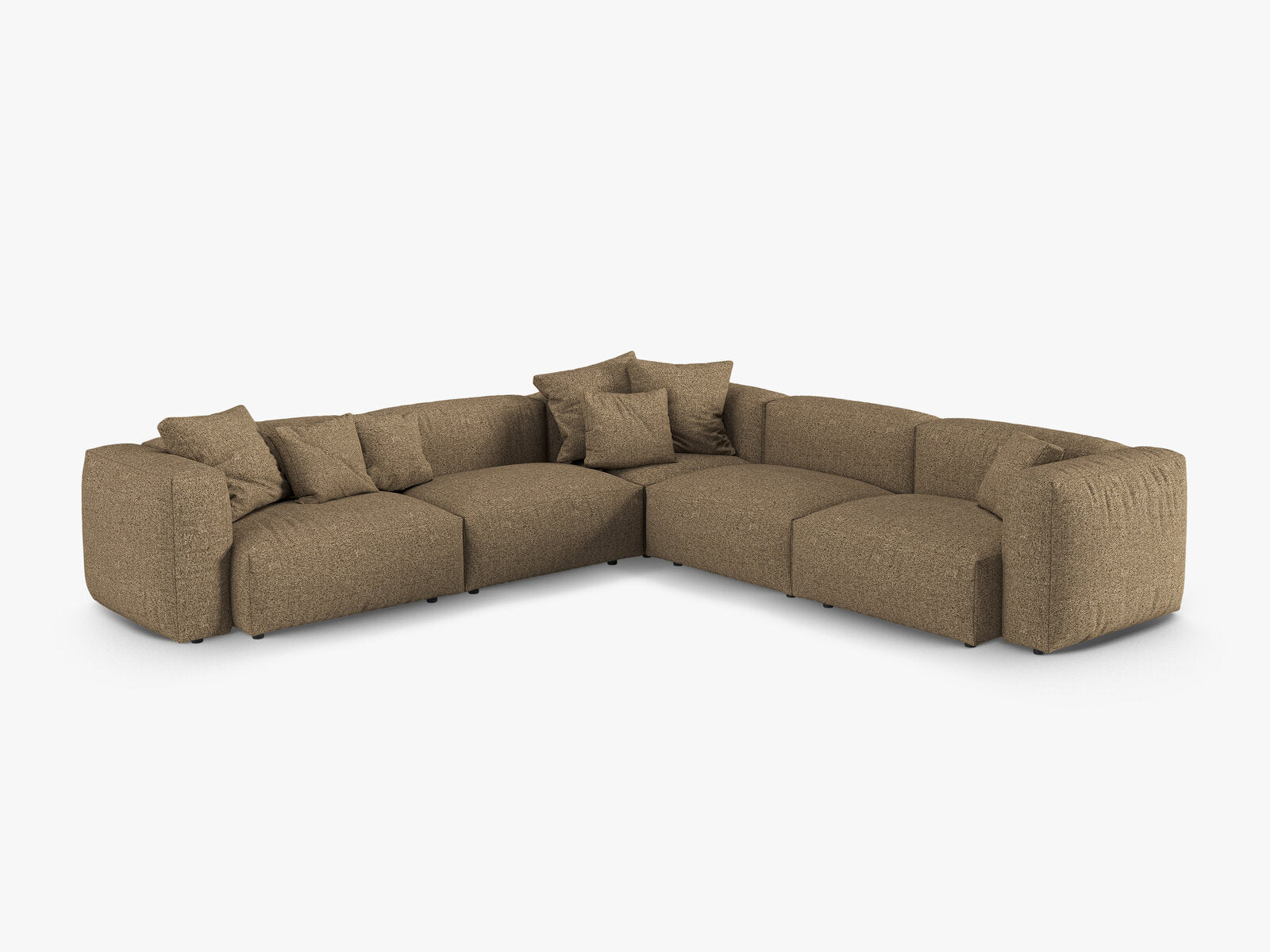 Micadoni modulares symmetrisches Ecksofa XL Martina 5-Sitzer 90cm Sitztiefe Boucle Monet Cappuccino